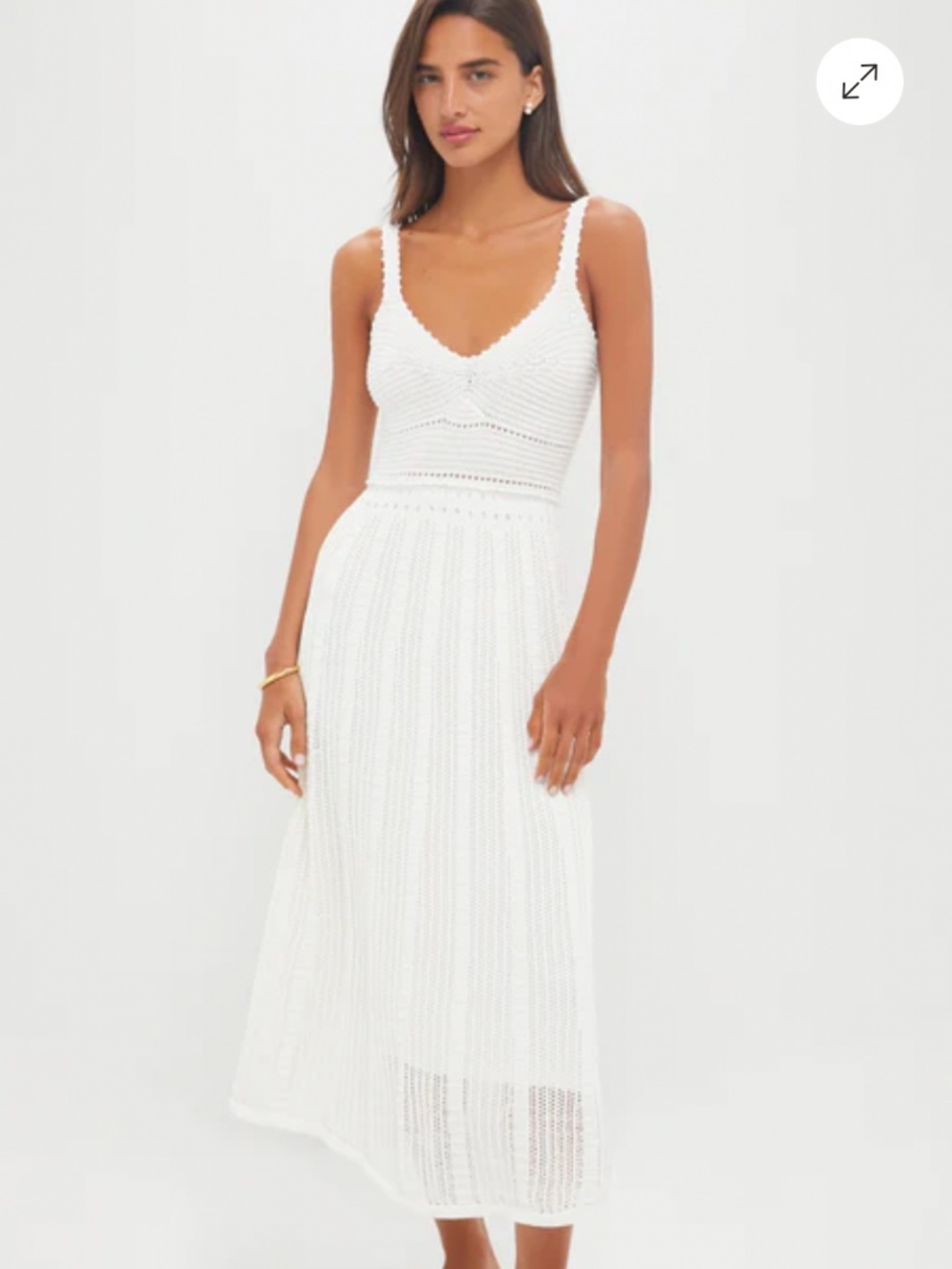 Moon River Ivory Knit Midi Dress XS White Crochet